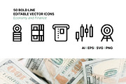 50 Economy and Finance Icons, an Outline Icon by Side Project (Thumbnail 1 of 7)