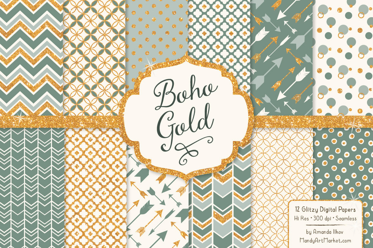 Hemlock Green Glitter Patterns, a Pattern Graphic by Amanda Ilkov (Photo 1 of 3)