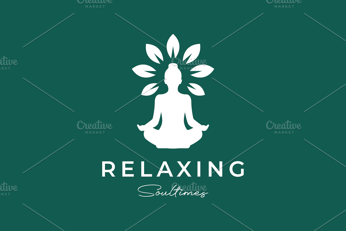 woman natural leaves relax yoga logo, a Branding & Logo Template by devastd