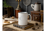 Vintage Cup Mockup on Wooden Desk, a Product Mockup by MockupWizard (Thumbnail 1 of 3)