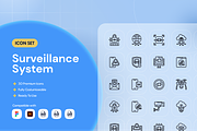 Surveillance System Icon Set, an Outline Icon by Nathaya Studio (Thumbnail 1 of 2)