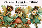 Whimsical Spring Fairy Clipart, an Illustration by CreationArt (Thumbnail 1 of 7)