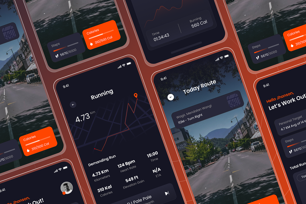 Mbalyuz - Running App Mobile Kits, an UI Kit Template by SquidPixey (Photo 3 of 3)