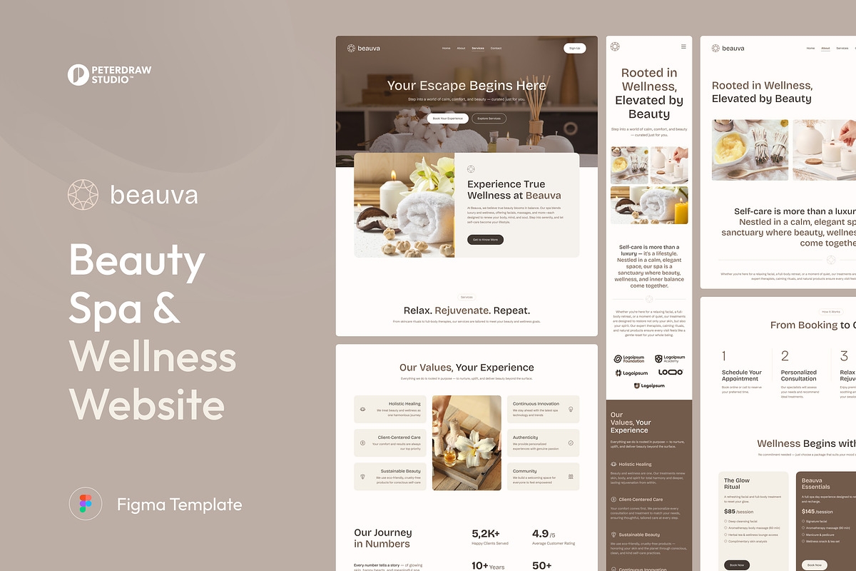 Beauty Spa & Wellness Website, an UI Kit Template by peterdraw (Photo 1 of 7)