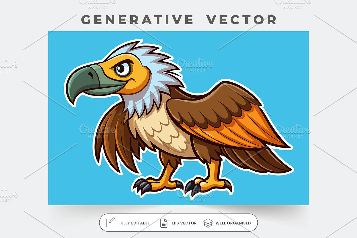 A cheerful griffon vulture stands pr, a Graphic by Iftikhar Alam