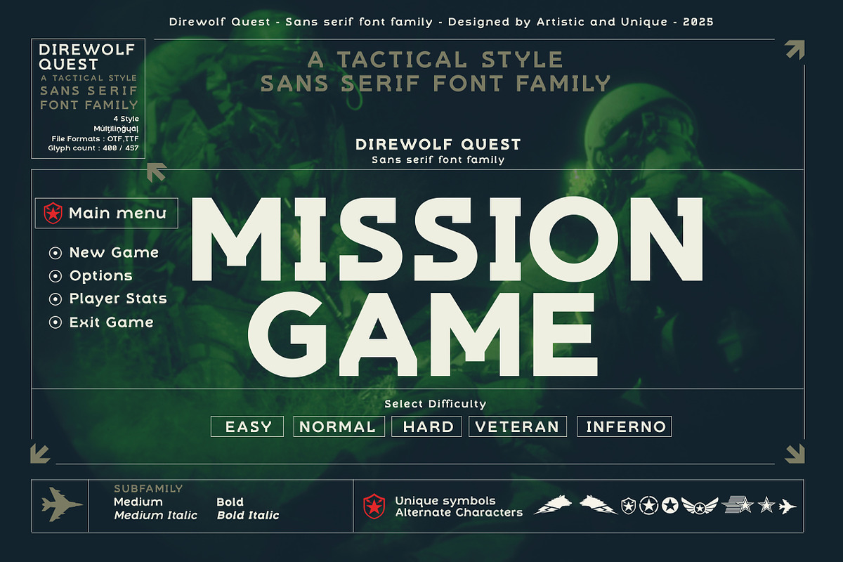 Direwolf Quest - Sans serif font, a Sans Serif Font by Artistic & Unique (Photo 7 of 15)