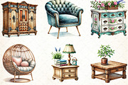 Home Furniture Clipart Watercolor, an Illustration by DreamCafeArt (Thumbnail 3 of 3)