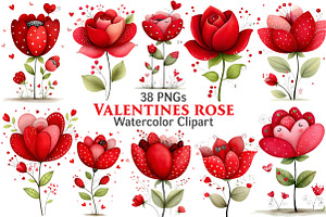 Valentine's Rose Clipart, an Illustration by Pixels.Craft