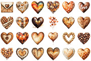 Watercolor Brown Hearts PNG Clipart, an Illustration by Sublimation Artist (Thumbnail 2 of 6)
