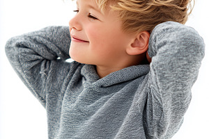 Smiling blond boy with messy hair, a Person Photo by MistyDay