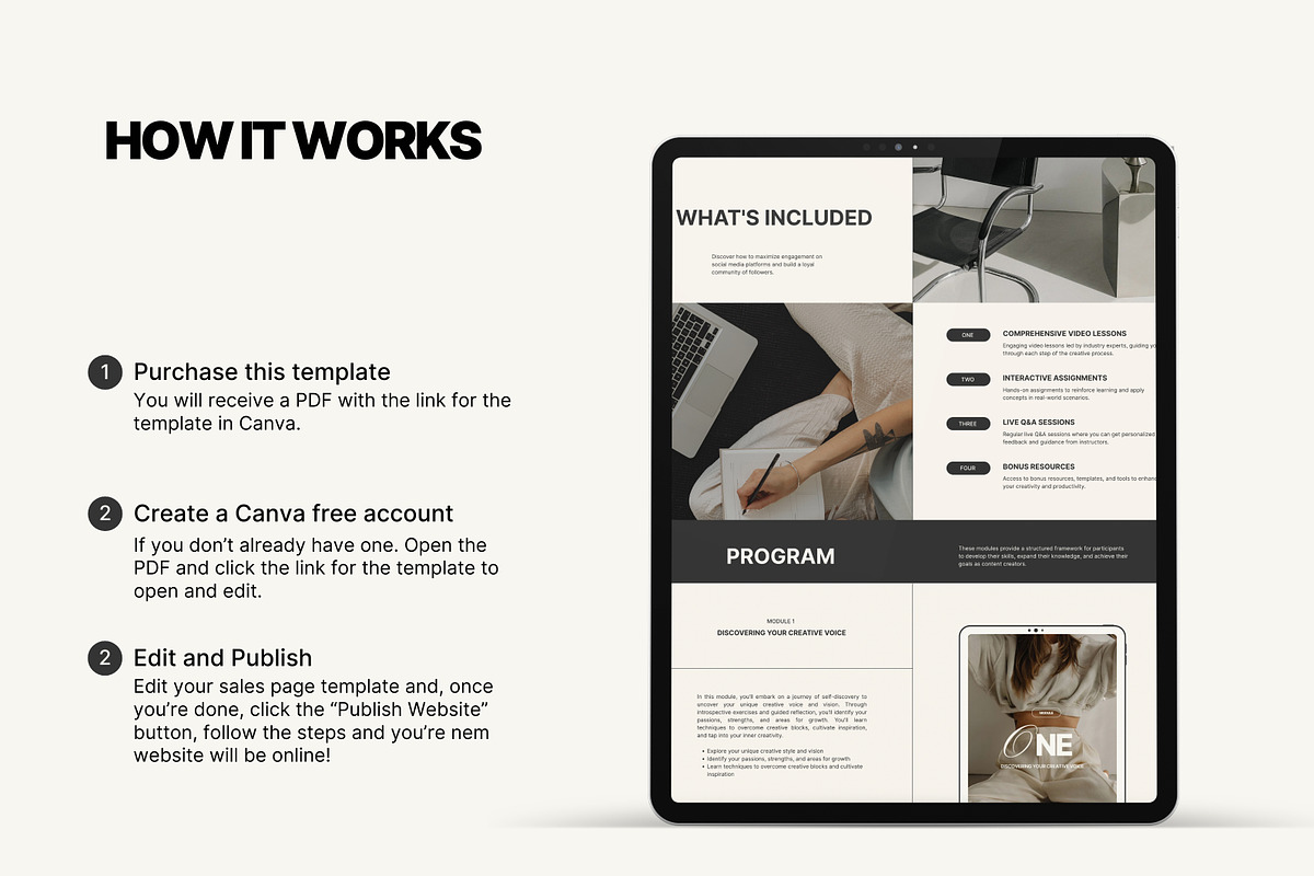 Course Sales Page Canva, a Landing Page Template by Studio Suvelle (Photo 6 of 7)
