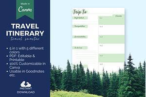 Travel Itinerary PDF & Canva