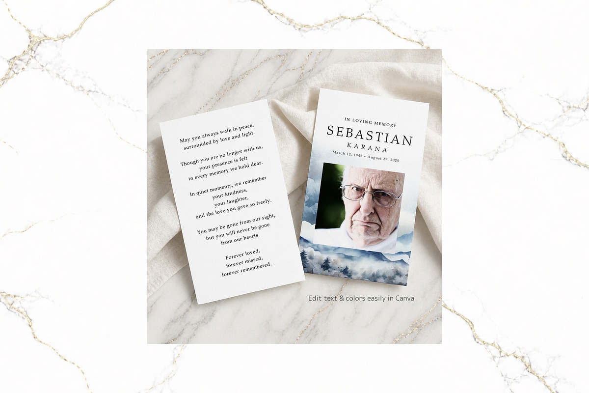 Funeral Prayer Card Canva FR010, a Card Template by TyphoonStudio (Photo 4 of 6)
