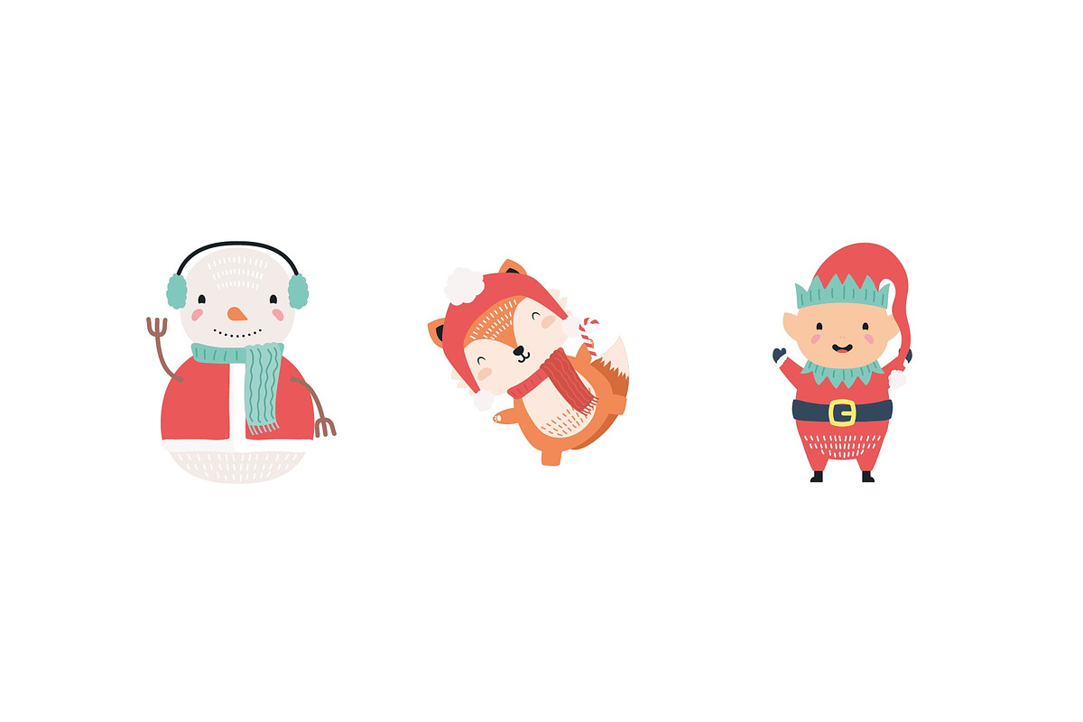 Christmas Charaters Illustration Set, a Seasonal Illustration by studiogstock (Photo 4 of 4)