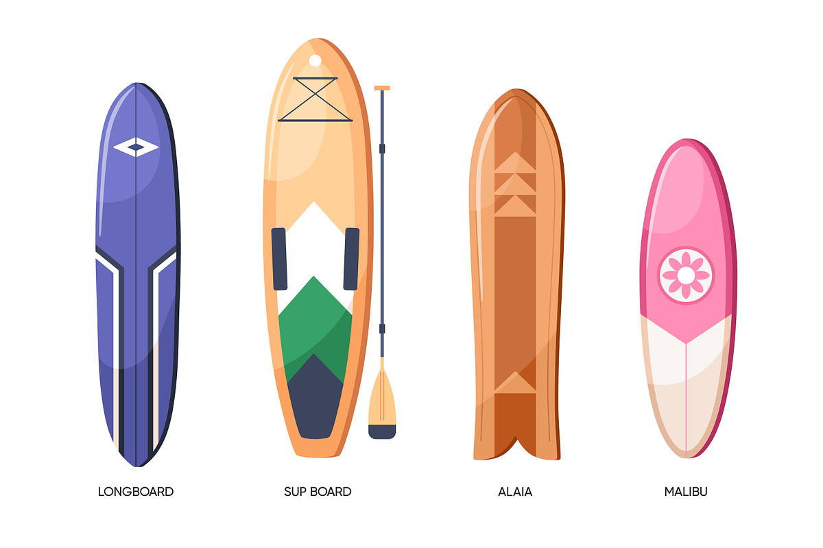 Different surfboards types set, a Sport Illustration by Good Studio (Photo 4 of 4)