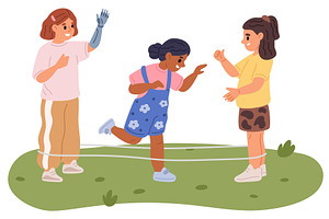 Smiling disabled girl with, an Illustration by Vectorbuum
