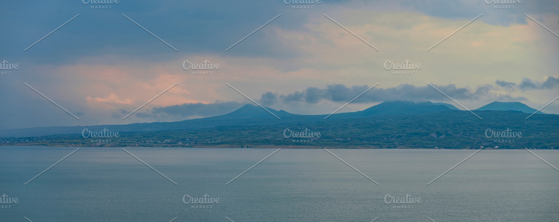 Cloudy panorama of high altitude Lake Sevan and mountains in Arm, a Photo by Pictures for you!!!!!!!!!