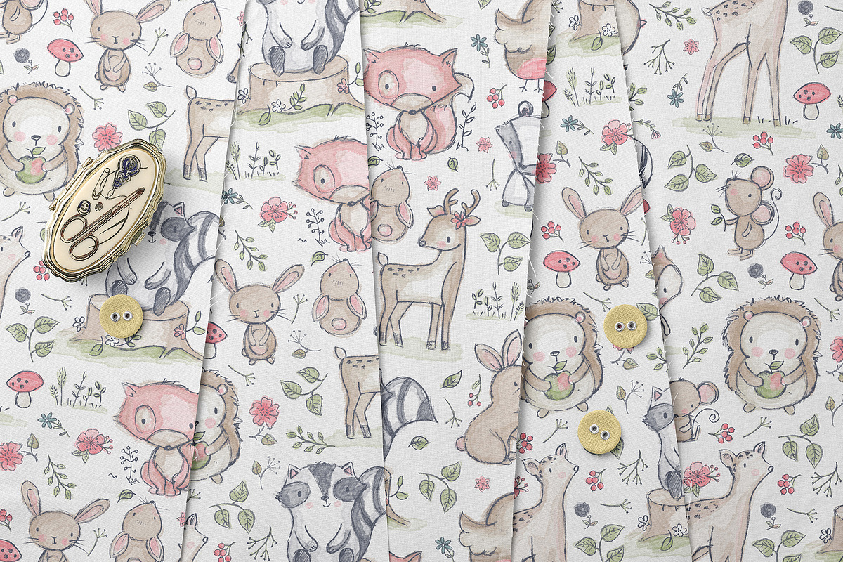 Cute Woodland Animals Pattern, a Pattern Graphic by StudioGlouna (Photo 3 of 5)