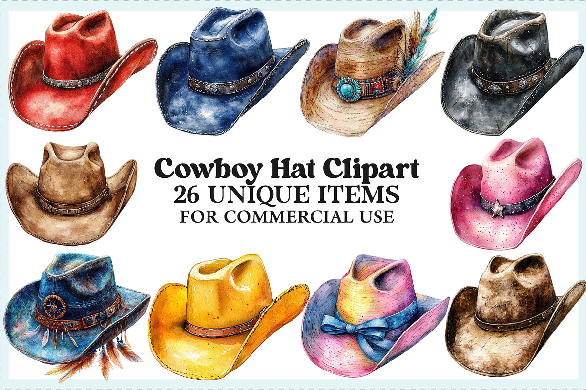 Cowboy Hat Clipart Bundle, an Illustration by Craft Nest (Photo 1 of 5)