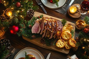 A festive Christmas meal concept, a Photo by Pavel_design