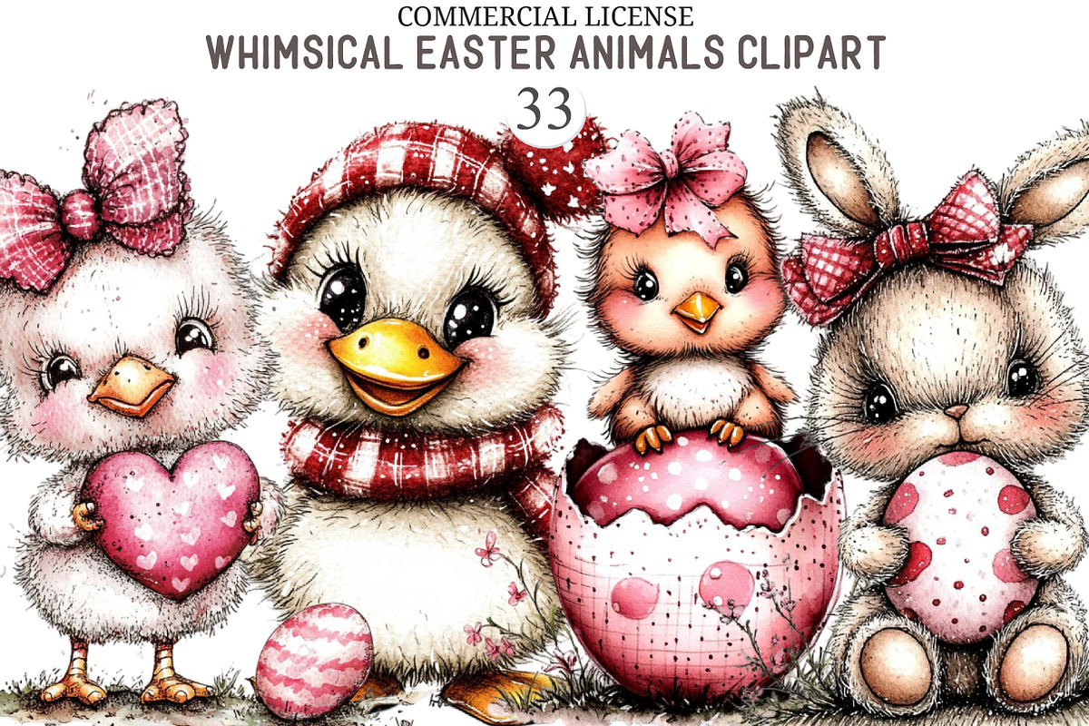 Watercolor Easter Animals Clipart, an Illustration by designcity5 (Photo 1 of 5)