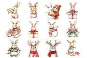 Christmas Bunny Clipart, an Illustration by Design Market (Thumbnail 3 of 4)