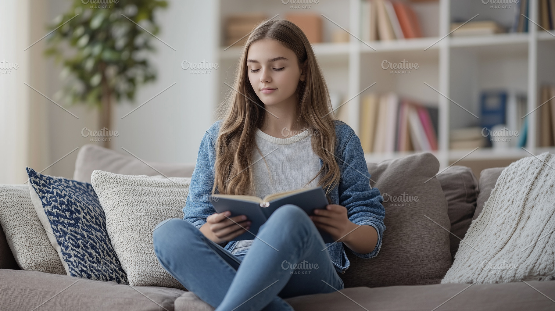 Teenage girl learning at home, a Person Photo by MistyDay
