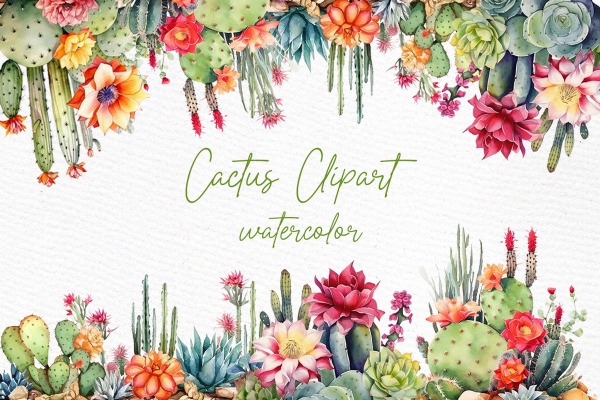 Watercolor cactus Clipart Succulent, a Decorative Illustration by LeCoqDesign (Photo 1 of 5)