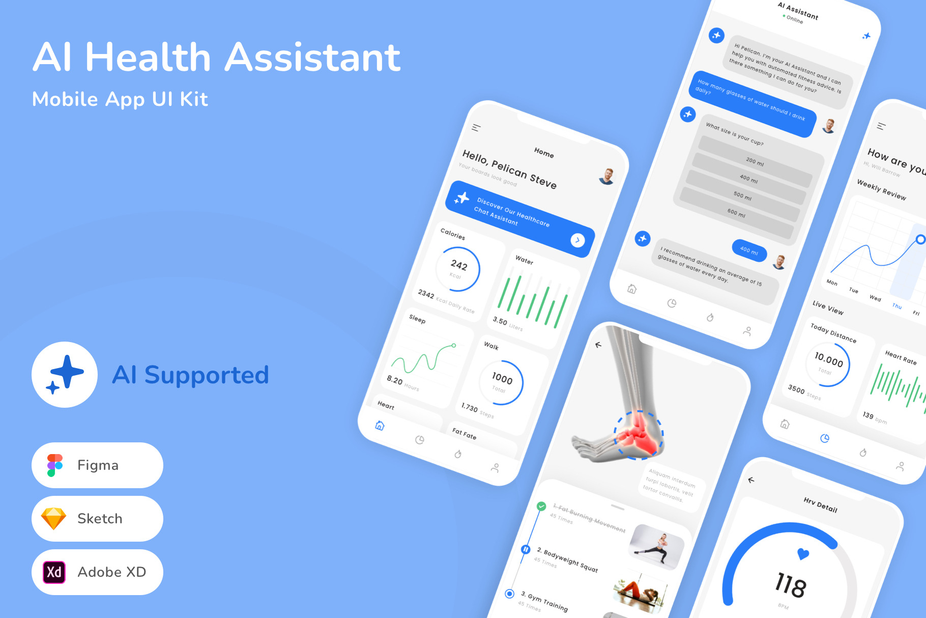 AI Health Assistant App UI Kit, an UI Kit Template by Betush