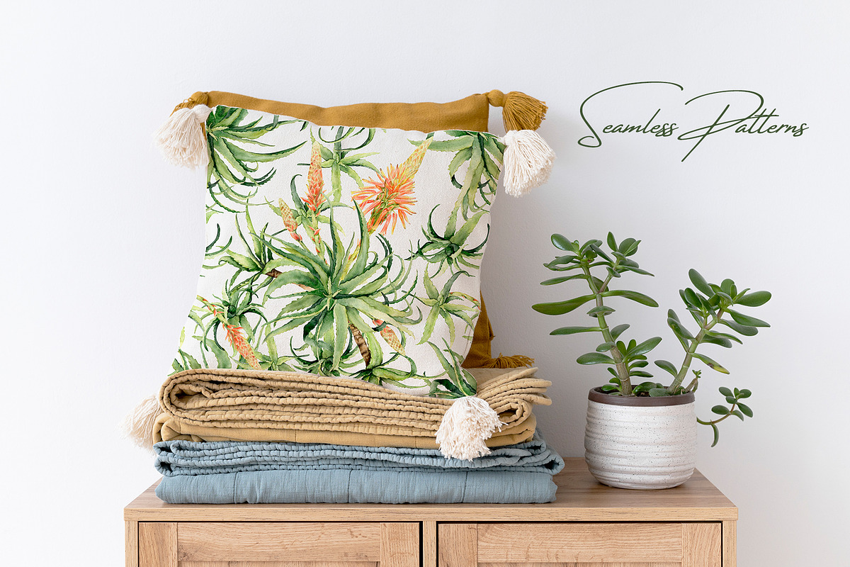 Aloe Watercolor Collection, a Decorative Illustration by WatercolorElena (Photo 8 of 11)