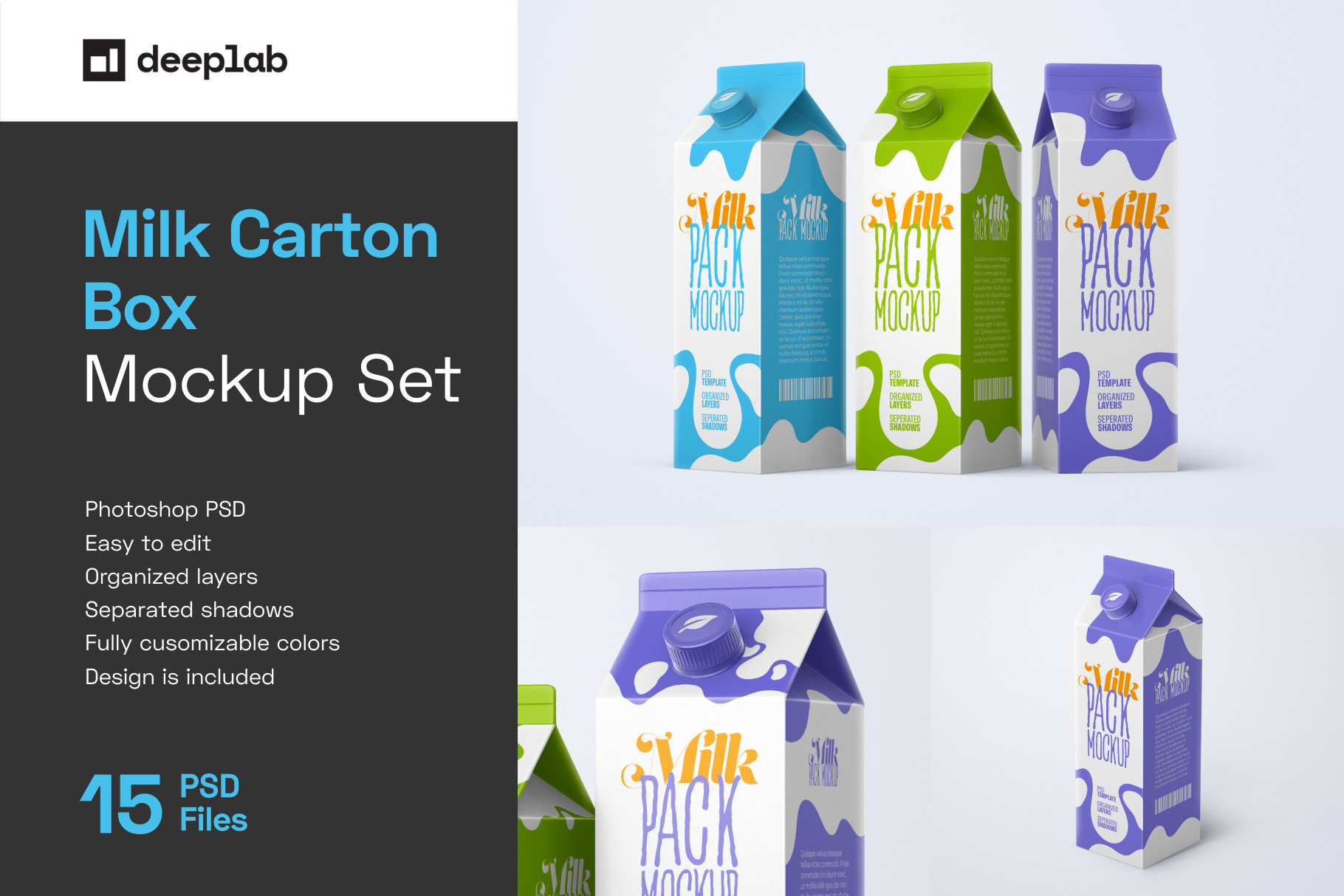 Milk Carton Box Mockup Set | Package, a Cups & Container Mockup by Deeplab