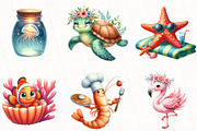 Watercolor Sea Animal Clipart, an Illustration by OK Design (Thumbnail 2 of 5)