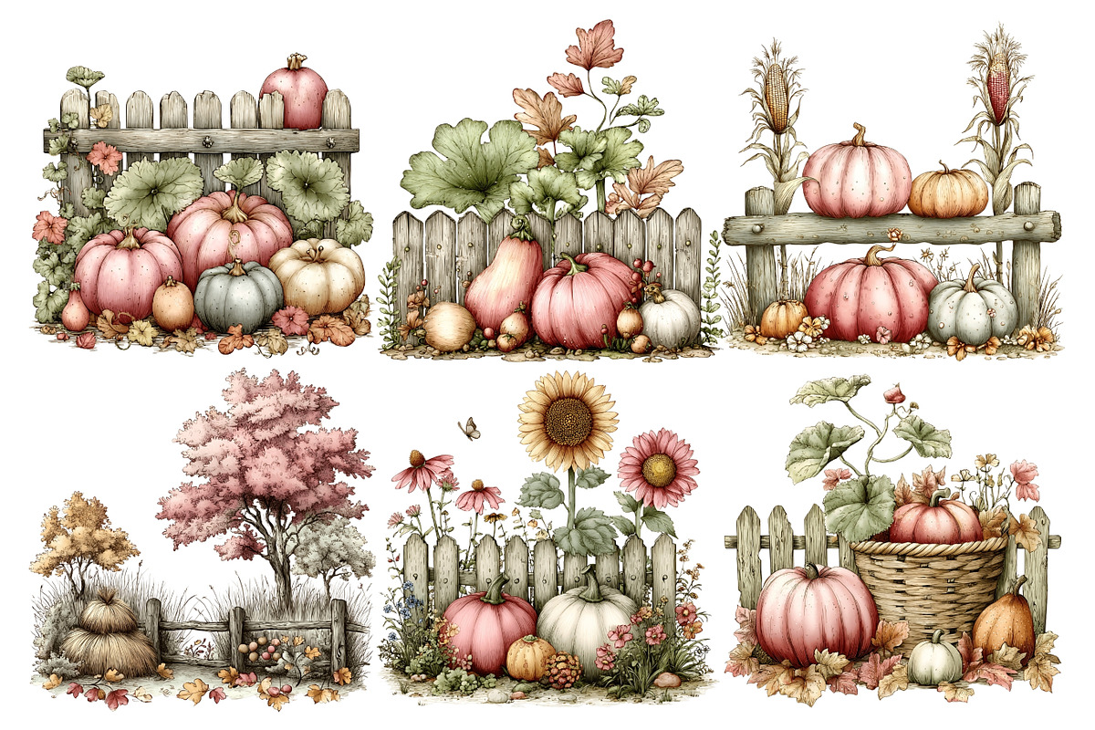 Autumn Fence PNG Clipart Bundle, a Seasonal Illustration by Nicolle's Colorful Art (Photo 4 of 4)