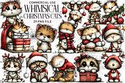 Whimsical Christmas Cats Clipart, an Illustration by Daily.Designs (Thumbnail 1 of 5)
