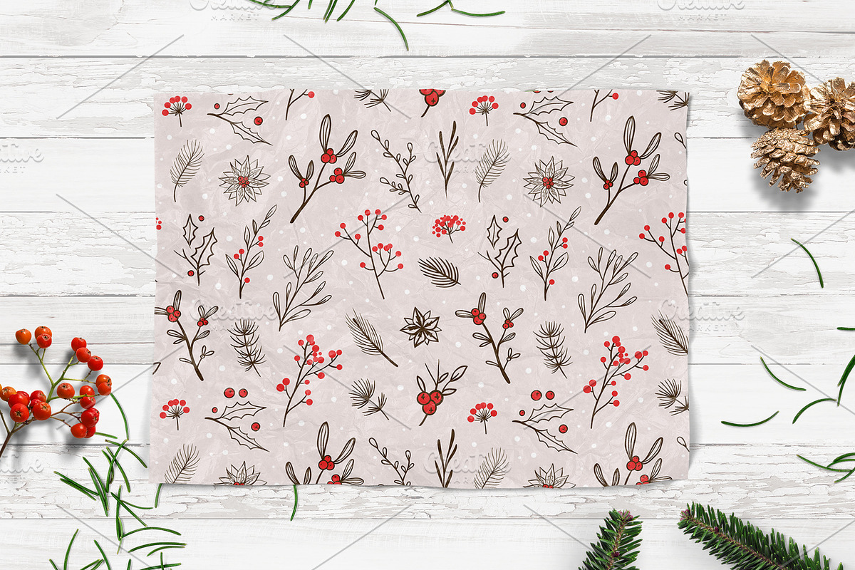 Christmas flowers and patterns, a Pattern Graphic by harmonia_green_art (Photo 9 of 10)