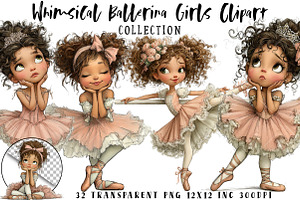 Whimsical Ballerina Girls Clipart, an Illustration by OK Design