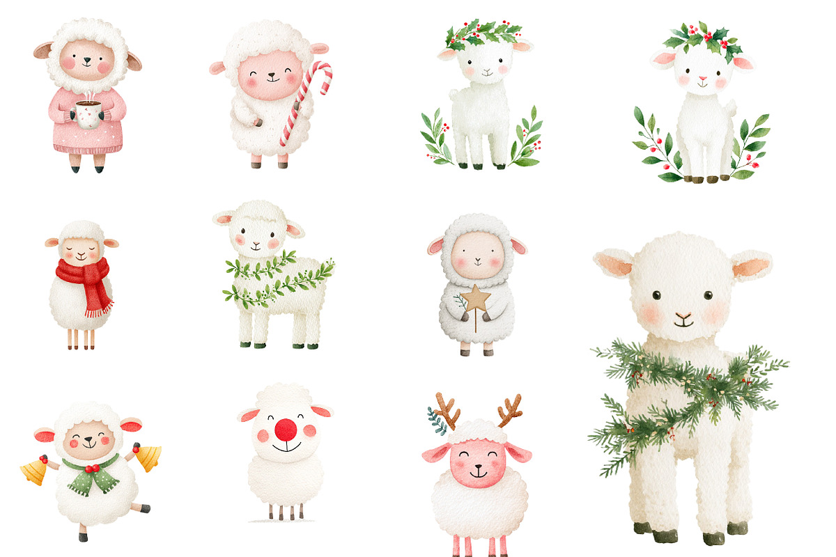 Christmas Quirky Sheep clipart, an Illustration by Designworld (Photo 4 of 4)