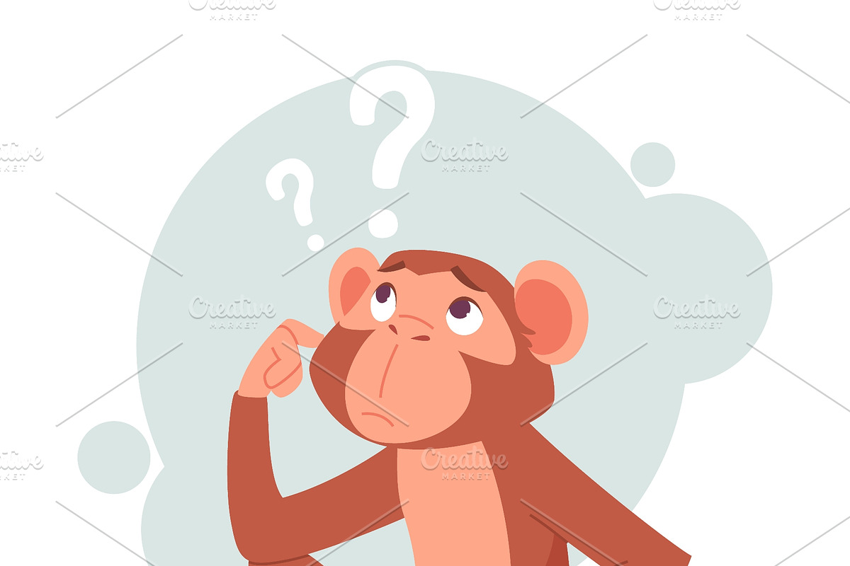 Confused cartoon monkey with, a Food Illustration by Onyx (Photo 3 of 3)