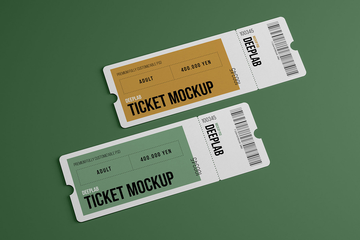 Tickets Mockup Set - 17 styles, a Print Template by Deeplab (Photo 15 of 20)