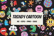 Trendy Cartoon Illustration Set, an Illustration by Helospace (Thumbnail 1 of 10)