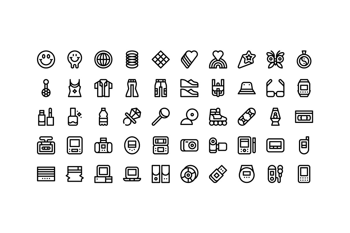 50 Y2K Icons, an Outline Icon by Side Project (Photo 2 of 8)