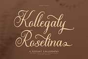 Kollegaly Rosalina Calligraphy Font, a Script Font by Denustudios (Thumbnail 1 of 12)