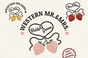 Bride Groom Strawberry SVG Cowgirl, a Graphic by TanchaArt
