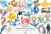 Watercolor Under The Sea Clipart, an Illustration by Design Market (Thumbnail 1 of 5)
