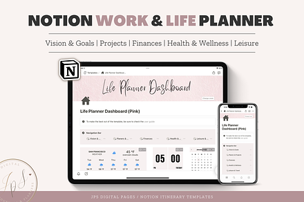 Notion Life and Work Planner, an App Template by Designs by Darowan