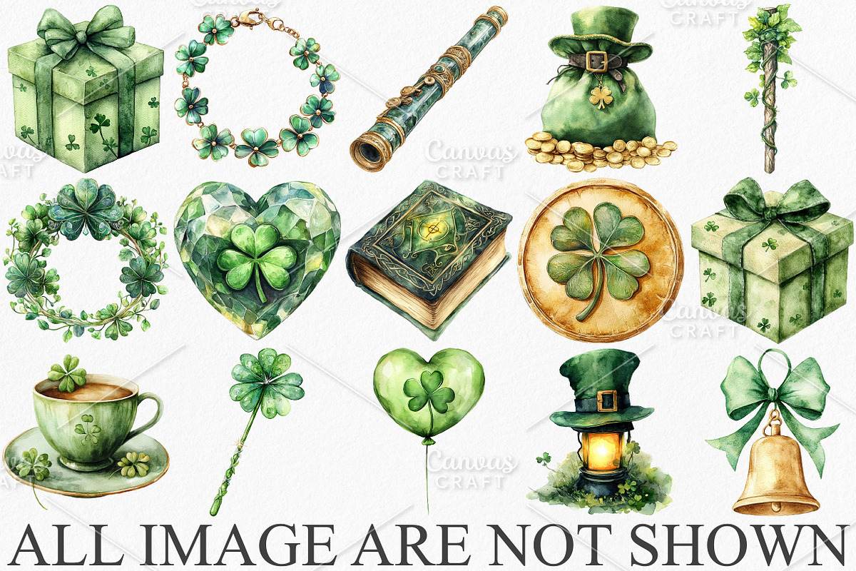 Watercolor St Patrick's Day Clipart, an Illustration by Canvas Craft (Photo 3 of 6)