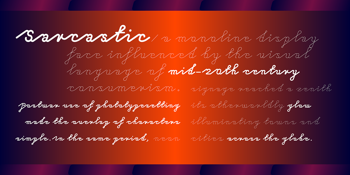 Sarcastic, a Script Font by Barnbrook Fonts (Photo 4 of 4)