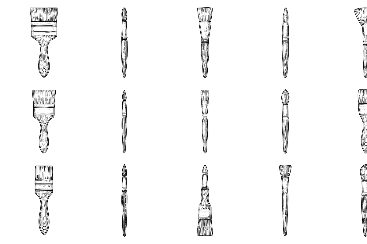 HandDrawn Paintbrush Tools Collectio, an Illustration by Sempu
