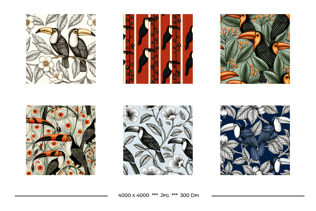 Toucans Retro Art Style Designs, a Pattern Graphic by karenfoleyphoto (Photo 11 of 13)
