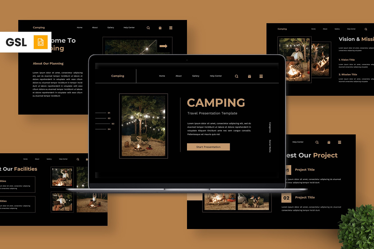 Camping - Travel Google Slide, a Presentation Template by Deepslide Studio (Photo 1 of 6)